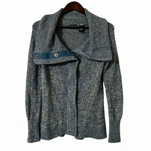 MODA International Women’s M Blue Acrylic Wool Mohair Mix Snap Closure Sweater